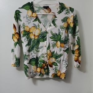 Talbot lemon print button down sweater